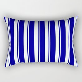 [ Thumbnail: Mint Cream and Dark Blue Colored Striped/Lined Pattern Rectangular Pillow ]