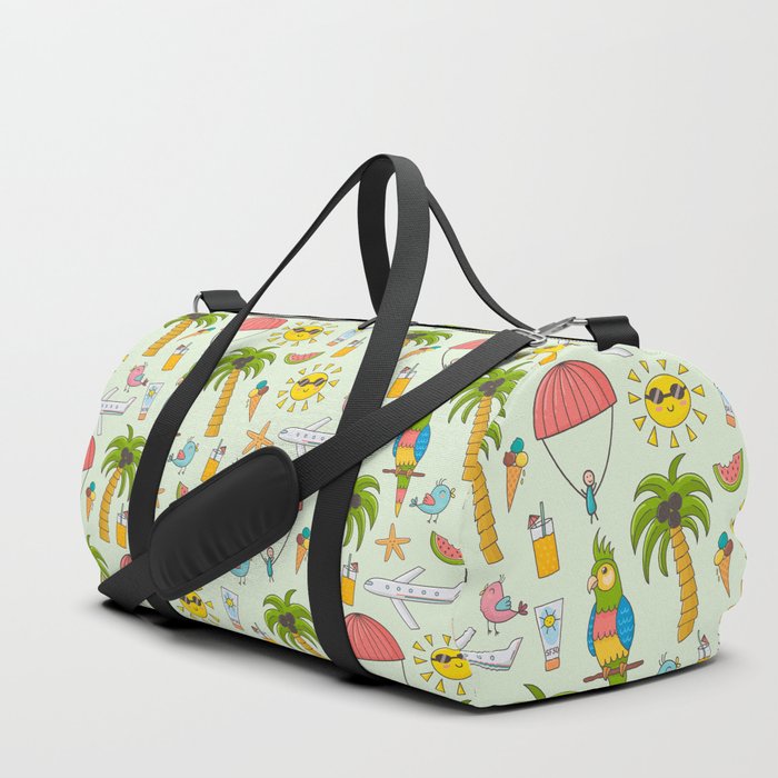 Tropical Hand Painted Pink Yellow Green Summer Holidays Pattern Duffle Bag