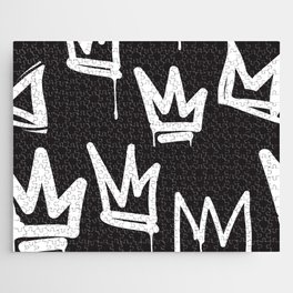 tags seamless pattern. Fashion black and white graffiti hand drawing design texture in hip hop street art style Jigsaw Puzzle