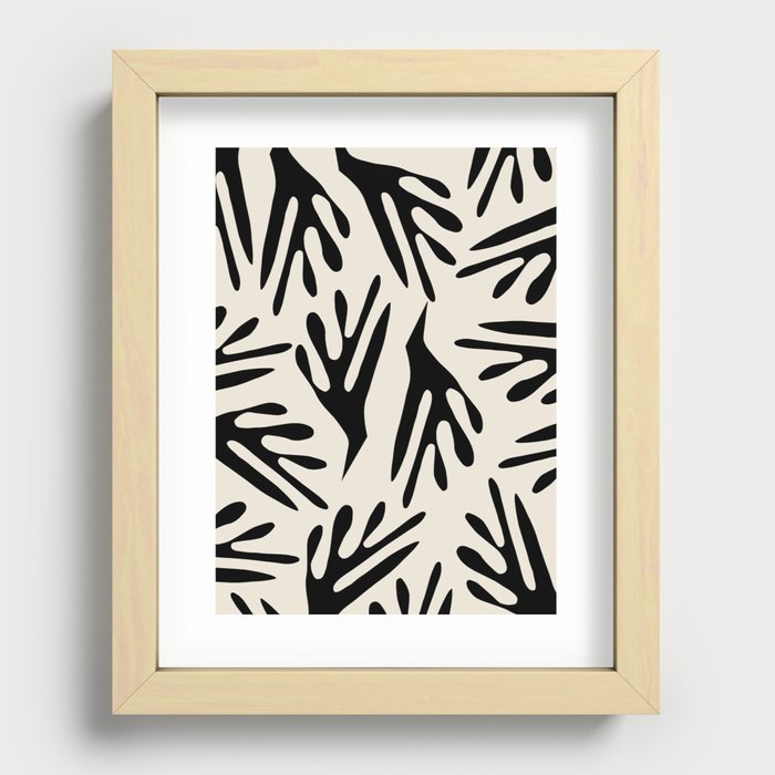 Ailanthus Cutouts Abstract Pattern Black and Cream Recessed Framed Print