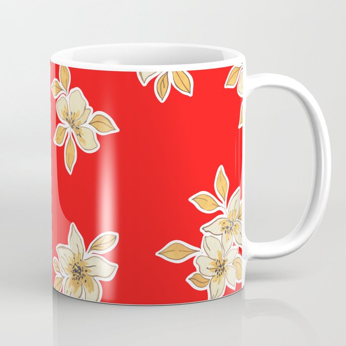 Flower in Red Coffee Mug