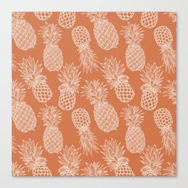 Fresh Pineapples Peach & White Canvas Print
