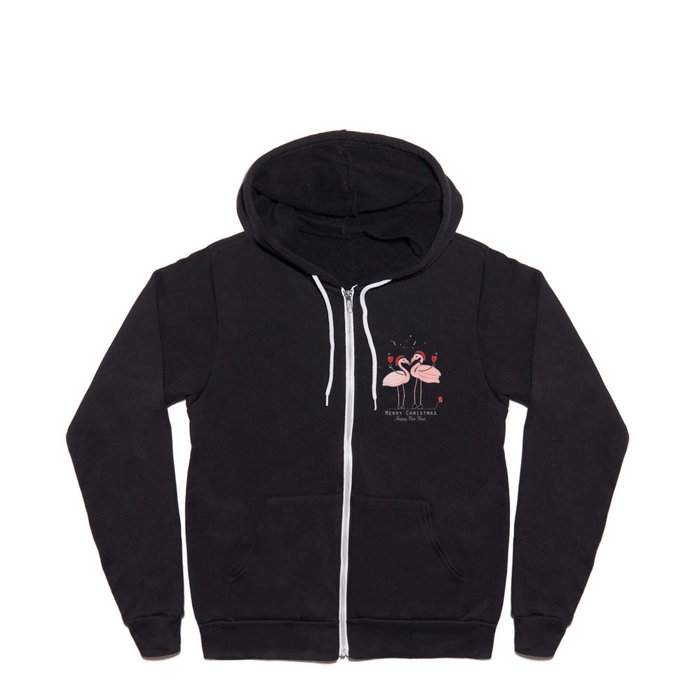 Flamingos. Wine glass with a loving couple Full Zip Hoodie