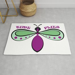 time flies (green and purple) Rug