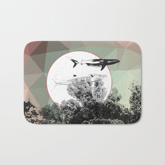 Underwater Abstract Fishes Design Bath Mat