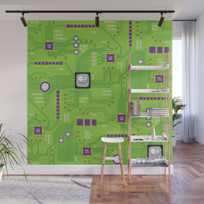 Circuit Board Wall Mural By Ghennah Society6