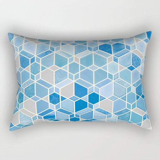 Cubes & Diamonds in Blue & Grey Rectangular Pillow
