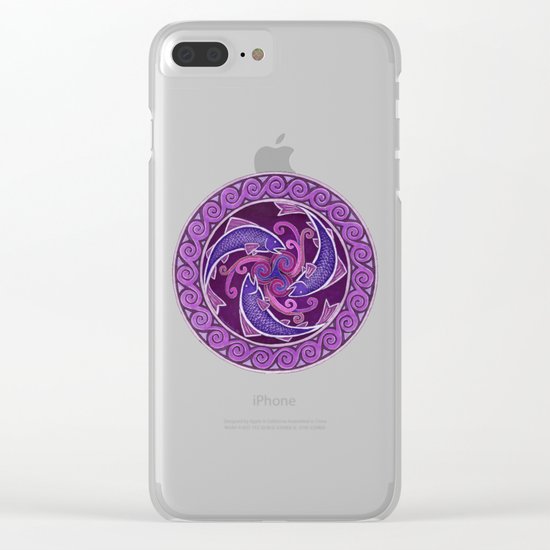 Purple Fish Spiral Celtic Mandala Clear iPhone Case