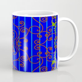 Pinstripes and Curves on Indigo Coffee Mug | Design, Home, Graphicdesign, Leaves, Indigo, Digital, Pattern, Bright, Pinstripe, Garden 