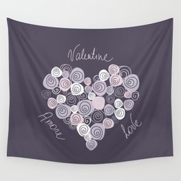 Pastel purple romantic heart of roses Wall Tapestry