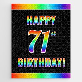 [ Thumbnail: Fun, Colorful, Rainbow Spectrum “HAPPY 71st BIRTHDAY!” Jigsaw Puzzle ]