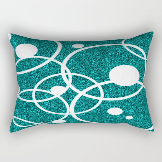 Circles on Black and Blue Rectangular Pillow