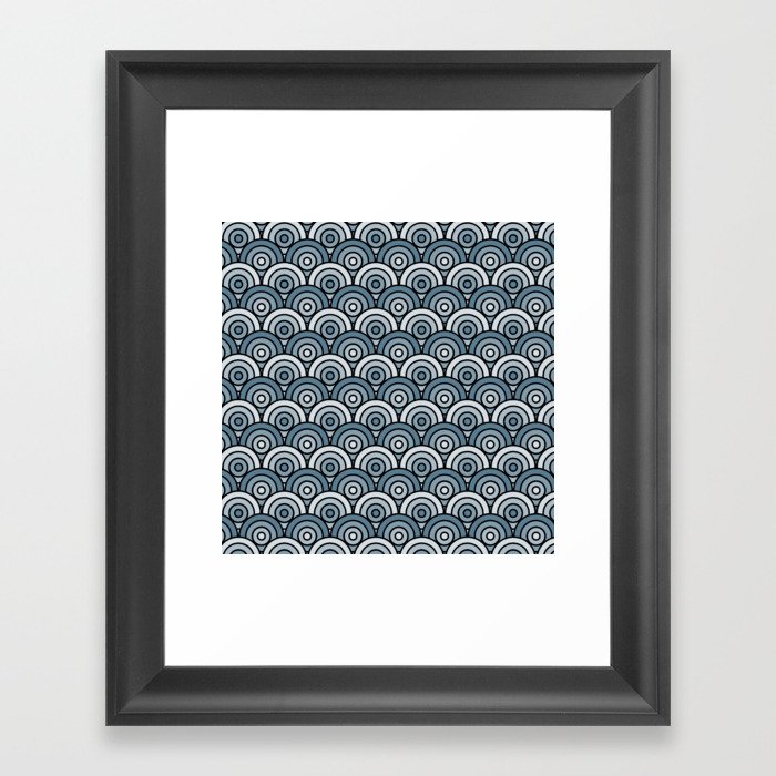 Geometric Circles Pattern (slate blue) Framed Art Print