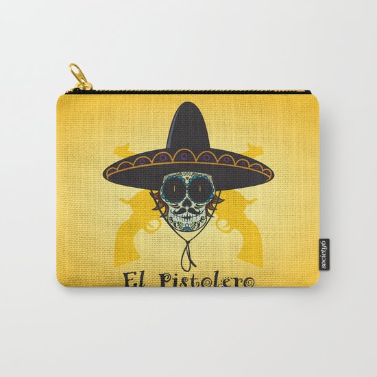 El Pistolero.Mexican sugar skull Carry-All Pouch