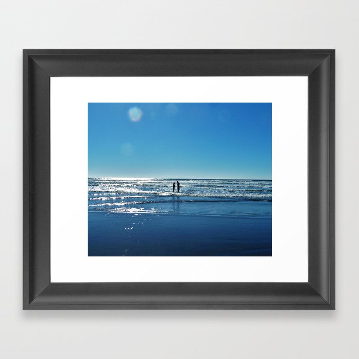 Couple in the Waves Framed Art Print