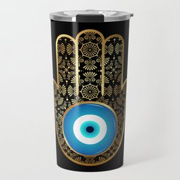 Evil Eye Amulet Hamsa Hand Mandala Travel Mug