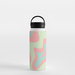 Retro Liquid Swirl Abstract Pattern in Pastel Sherbet Blush Pink and Mint Water Bottle