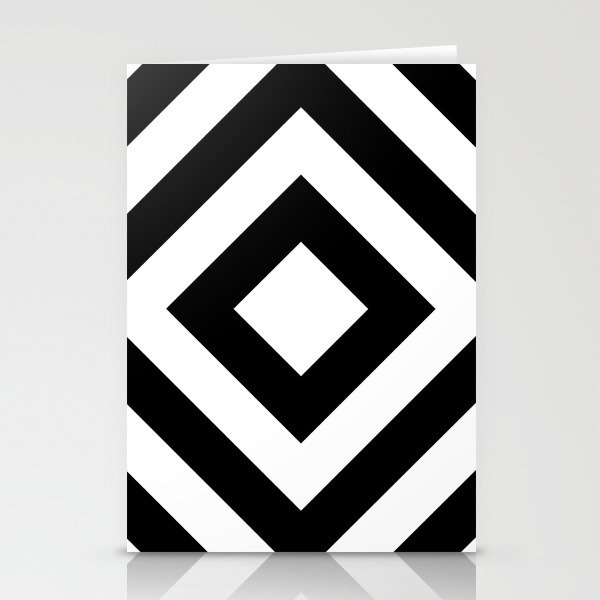 Large Black & White Geometric Diamond Pattern Stationery Cards