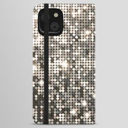 Silver Metallic Glitter sequins iPhone Wallet Case