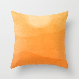 70s Style Golden Sunset Abstract Landscape Throw Pillow