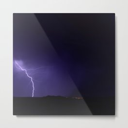 Lightning Strikes - II Metal Print | Evening, Dark, Violet, Weather, Long Exposure, Nevada, Mountains, Purple, Silhouettes, Lightning 