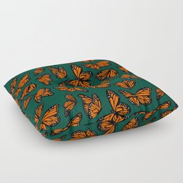 Green Monarch Butterflies Pattern Floor Pillow