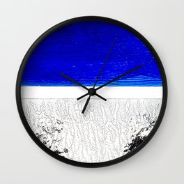 Blue river and a white landscape Wall Clock