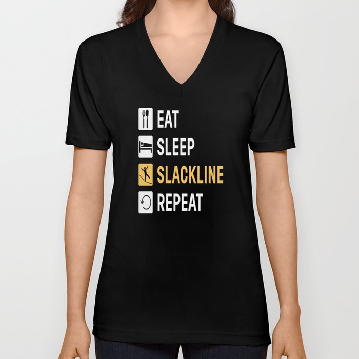 Eat Sleep Slackline Slacklining V Neck T Shirt