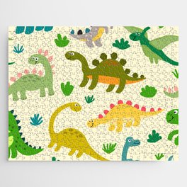 Cute Dinosaurs Pattern In Flat Style Jigsaw Puzzle