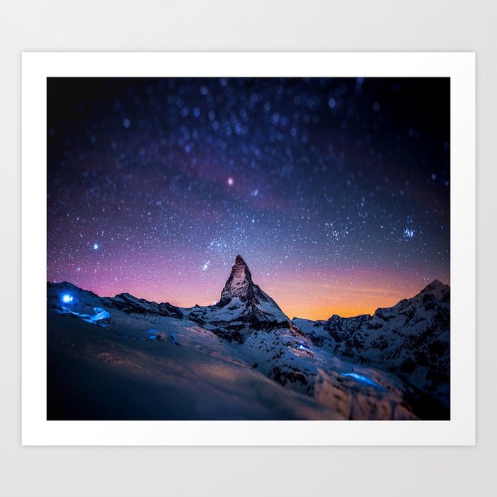 Mountain Reach the Galaxy Art Print by CVogiatzi | Society6