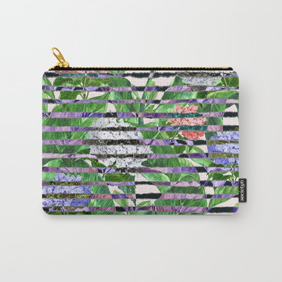 Stripes with Flowers Carry-All Pouch