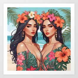 Tropical sisters Art Print