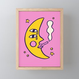 Sassy Lady Framed Mini Art Print | Illustration, Crying, Sad, Drawing, Smoking, Naiveart, Crescentmoon, Moon, Curated, Flat 