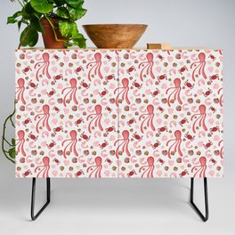 Octopus red pattern Credenza
