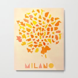 Map of Milan Metal Print | Vacation, Abstract, Typography, Orange, Pink, Milano, Spritz, Yellow, Artdeco, Italian 
