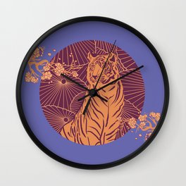 Tiger art print - Very peri periwinkle color Wall Clock