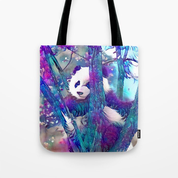 Moonlight Starfall Panda Tote Bag