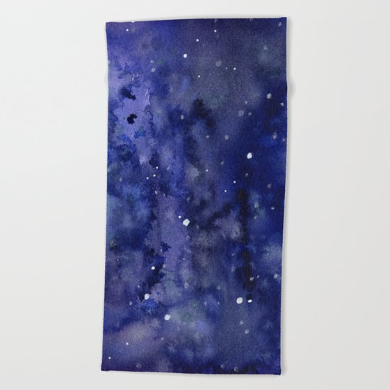 Night Sky Galaxy Nebula Stars Watercolor Space Texture Beach Towel