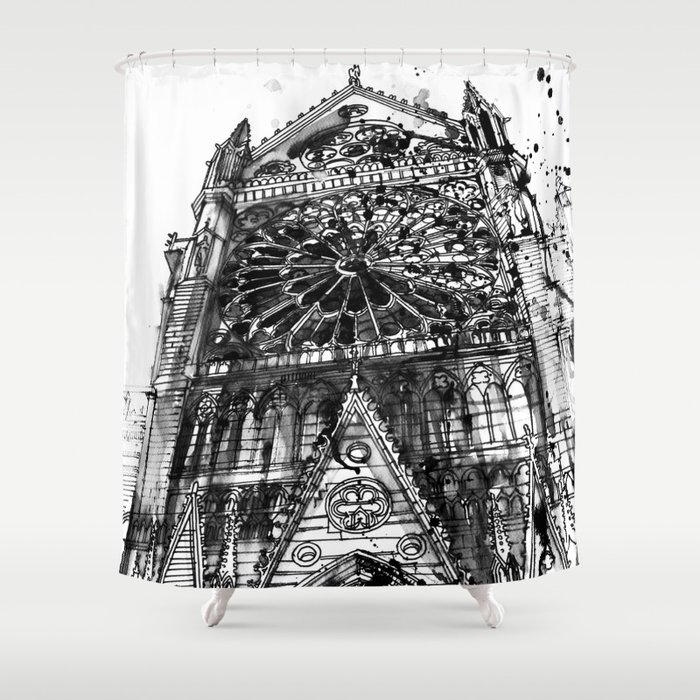 Notre Dame Shower Curtain By Takmaj, Notre Dame Shower Curtain