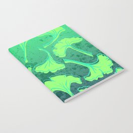 Bold Green Ginkgo Leaf Pattern Notebook