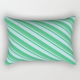 [ Thumbnail: Powder Blue and Sea Green Colored Stripes Pattern Rectangular Pillow ]