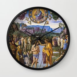The Baptism of Christ, 1482 by Pietro Perugino Wall Clock