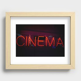 Neon Cinema Sign Recessed Framed Print