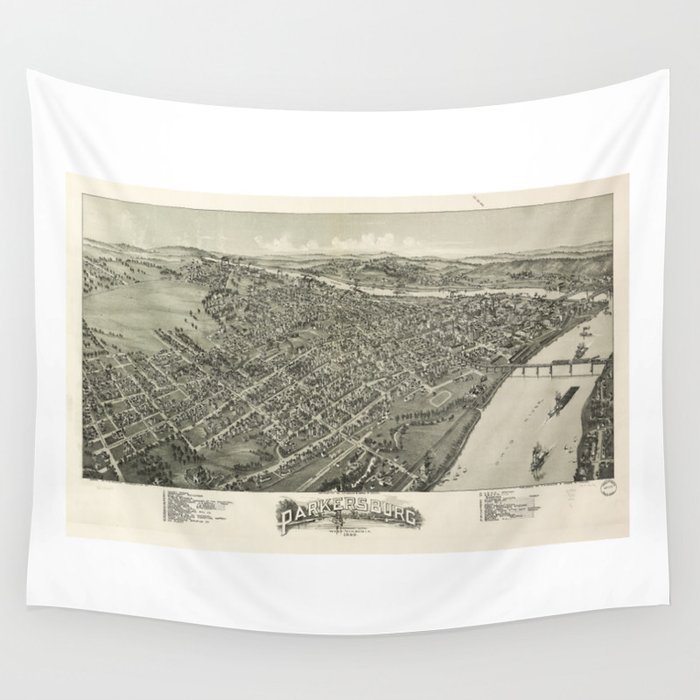 Aerial View of Parkersburg, West Virginia (1899) Wall Tapestry