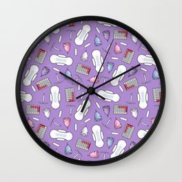 Period protection, PMS ready in Purple Wall Clock