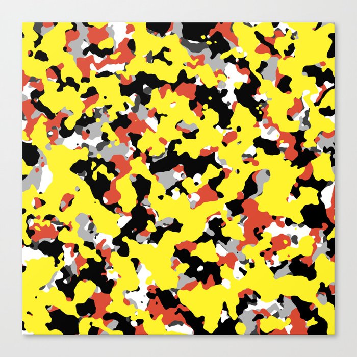Yellow Black Red Camouflage Canvas Print
