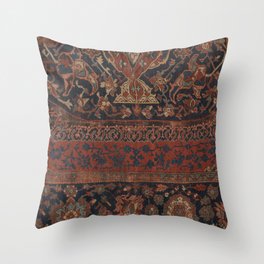 Boho Chic Dark III // 17th Century Colorful Medallion Red Blue Green Brown Ornate Accent Rug Pattern Throw Pillow