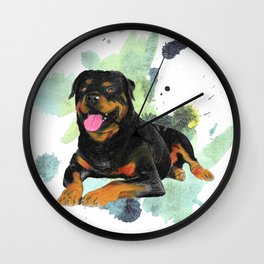 Rottweiler happy Wall Clock