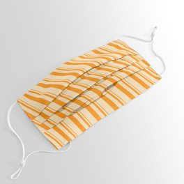 [ Thumbnail: Dark Orange & Beige Colored Lined/Striped Pattern Face Mask ]