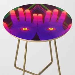 Psychedelic Energy Hands 2 (GIF Single Frame) Side Table